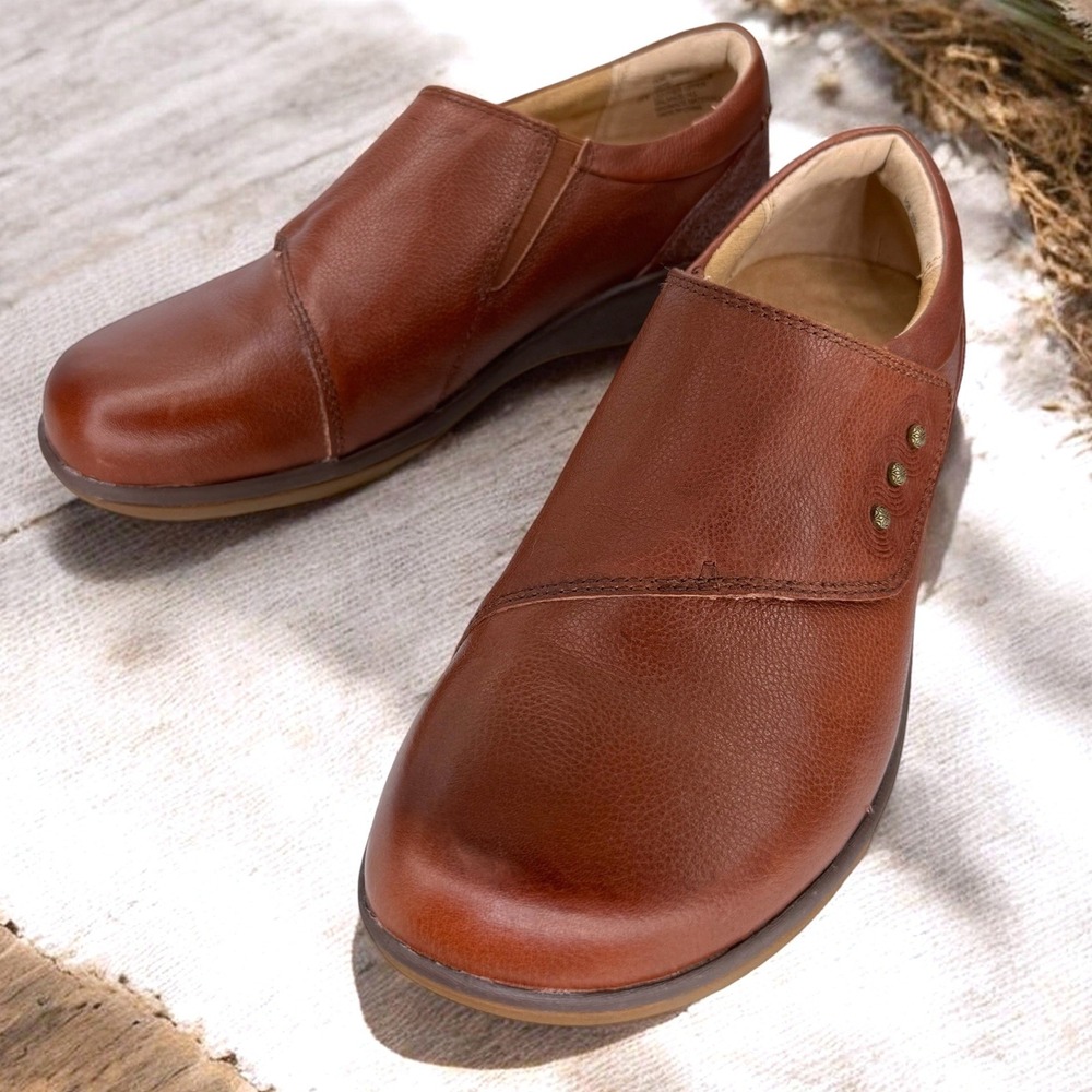 Halsa Anna Shoes Women 9W Brown Leather Orthotic Slip On Comfort Loafers Wide
